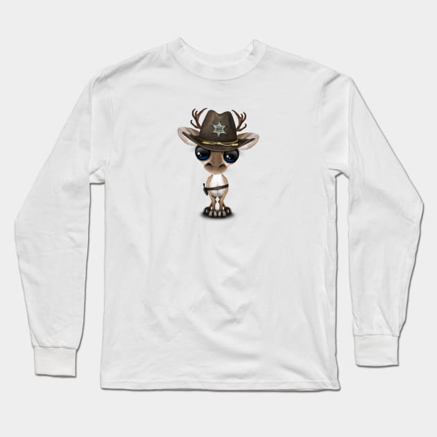 Cute Baby Reindeer Sheriff Long Sleeve T-Shirt by jeffbartels